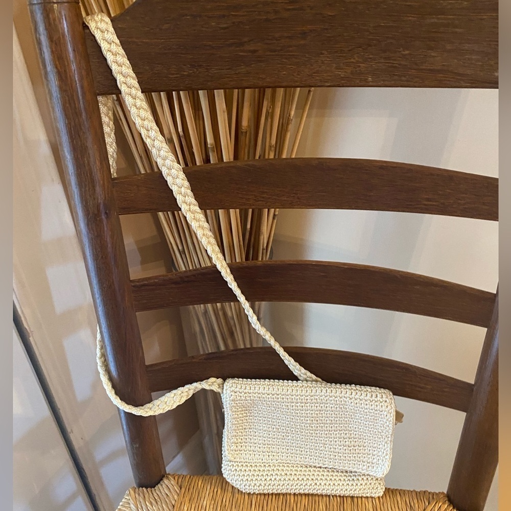 THE SAK XS Crochet Flap Bag Mini Woven Crossbody Shoulder Bag Boho Cream